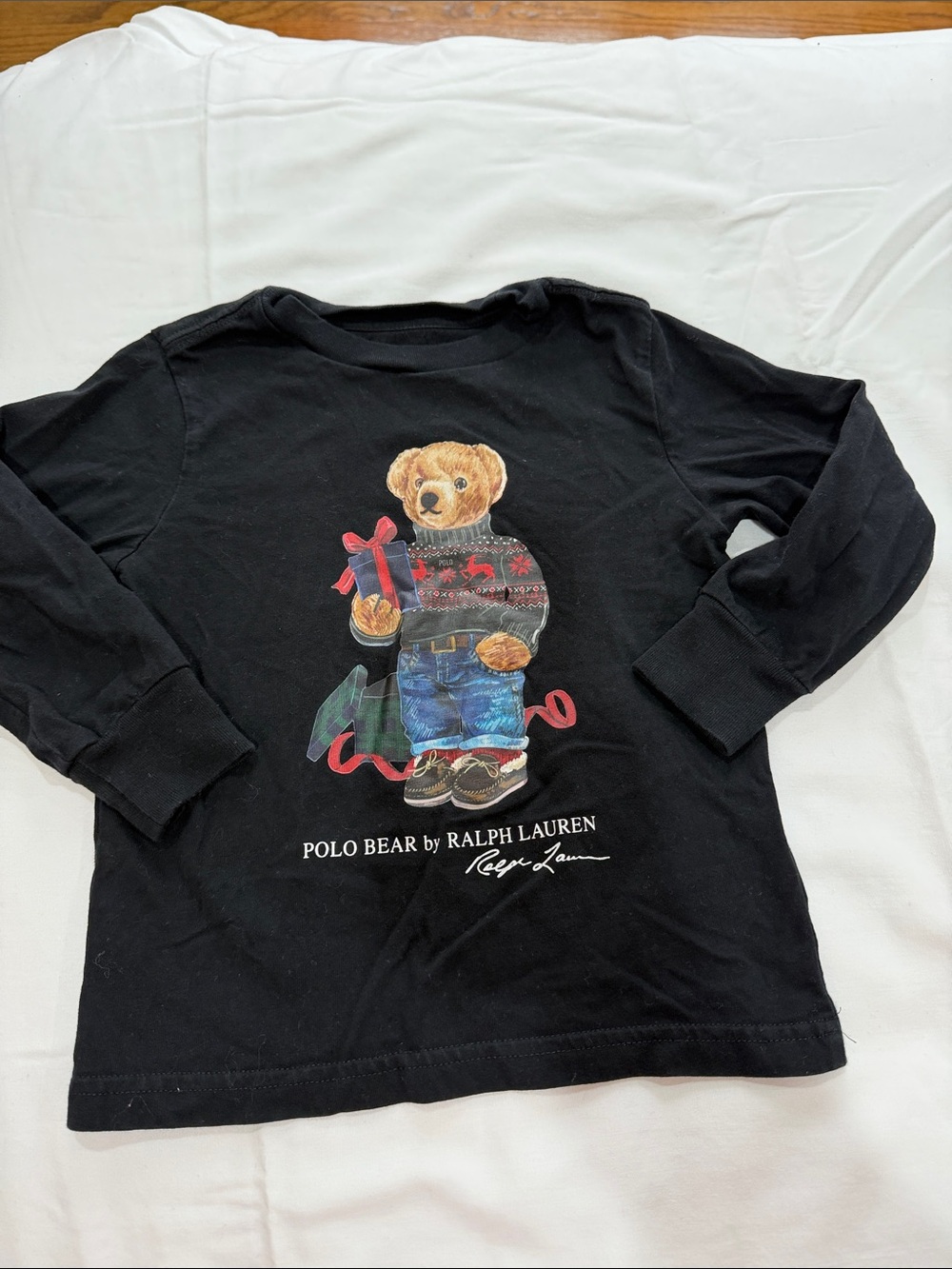 Ralph Lauren Polo Bear Black Long-Sleeve Toddler Tee